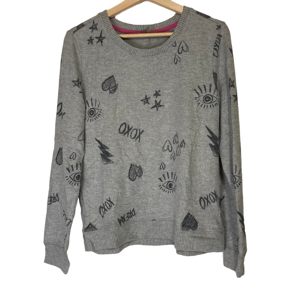 A617016 BUMBLEBELLA by Jill Martin Graphic Crewneck Sweatshirt HGrey Graffiti XS
